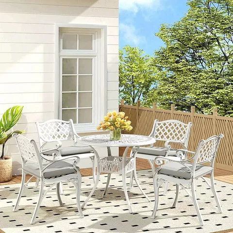 BOXED LIVING AND HOME SET OF 5 CAST ALUMINUM GARDEN BISTRO SET (3 BOXES)