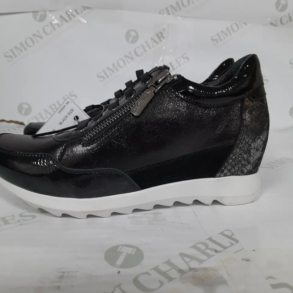 PAIR OF RUTH LANGSFORD WEDGE TRAINERS IN BLACK SIZE 5