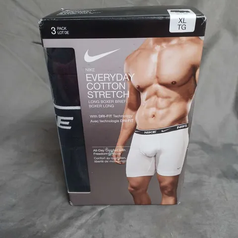 BOXED NIKE EVERYDAY COTTON STRETCH LONG BOXER BRIEF 3 PACK IN BLACK SIZE XL