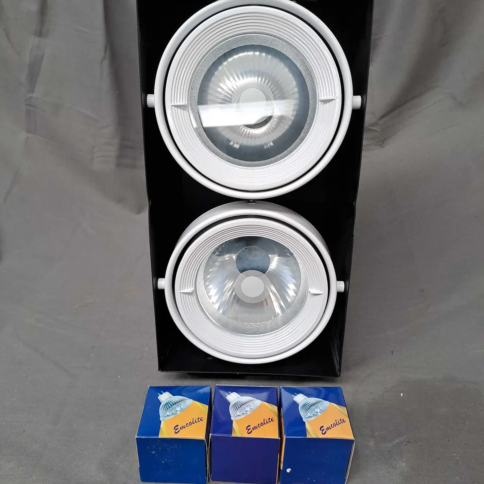BOX OF APPROX 200 ASSORTED LIGHTS TO INCLUDE EMCOLITE TRIMLESS DOWNLIGHTS AND EMCOLITE LED 50 - COLLECTION ONLY