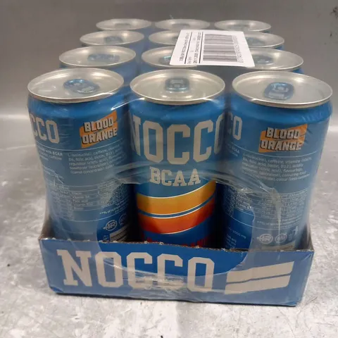 TWO PACKS OF NOCCO BLOOD ORANGE BCAA DRINKS(12 CANS PER PACK)