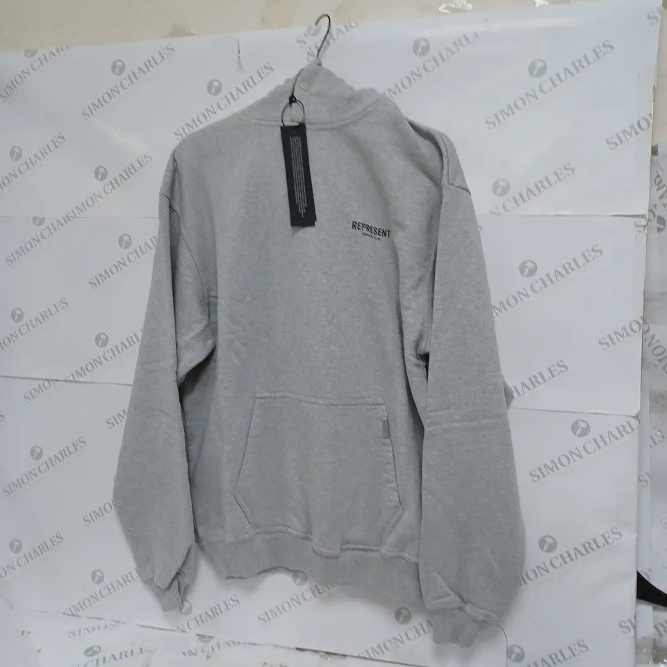 REPRESENT OWNERS CLUB HOODIE - ASH GREY/ BLACK - SMALL 