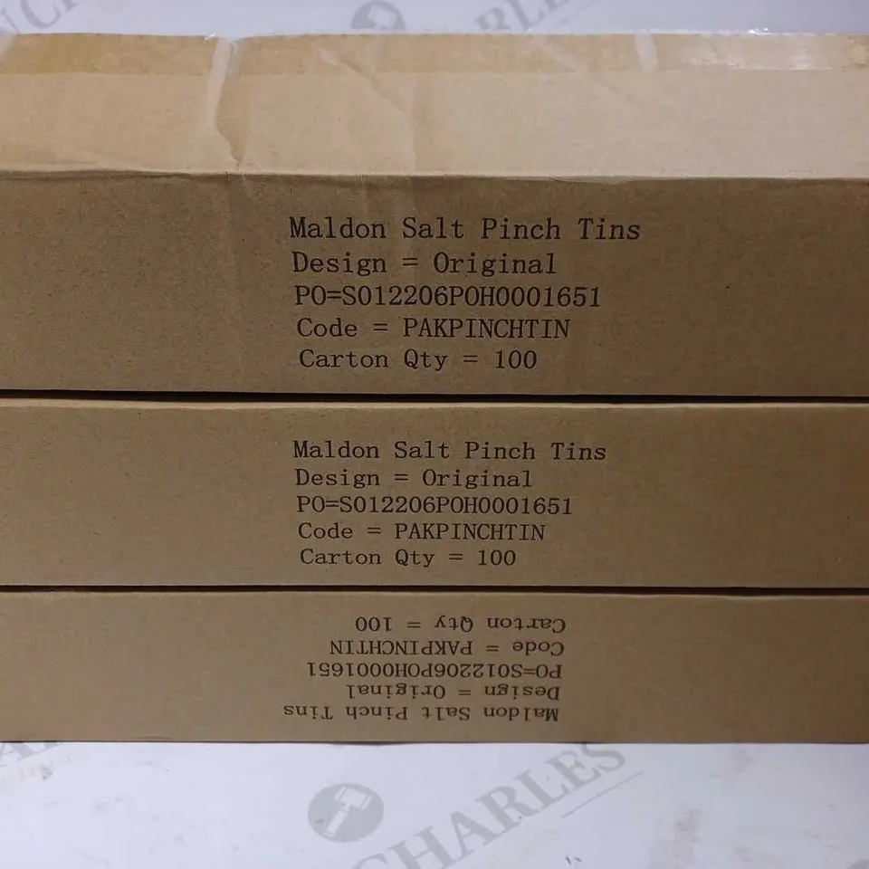 BOX OF 3X100 BOXES OF MALDON SALT PINCH TINS