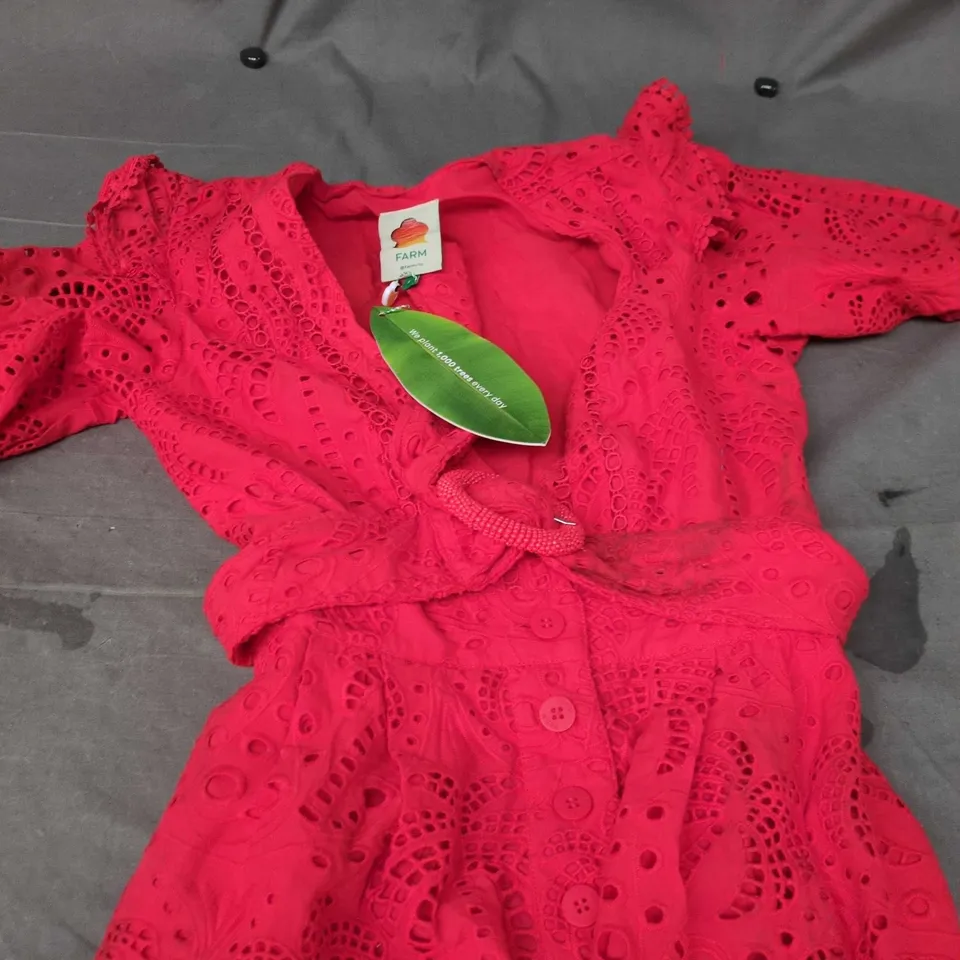 FARM RIO PINK EYELET LACE DRESS – WOMEN’S SIZE S