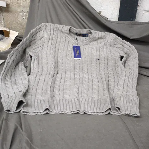 GREY POLO RALPH LAUREN KNITTED SWETSHIRT SIZE M