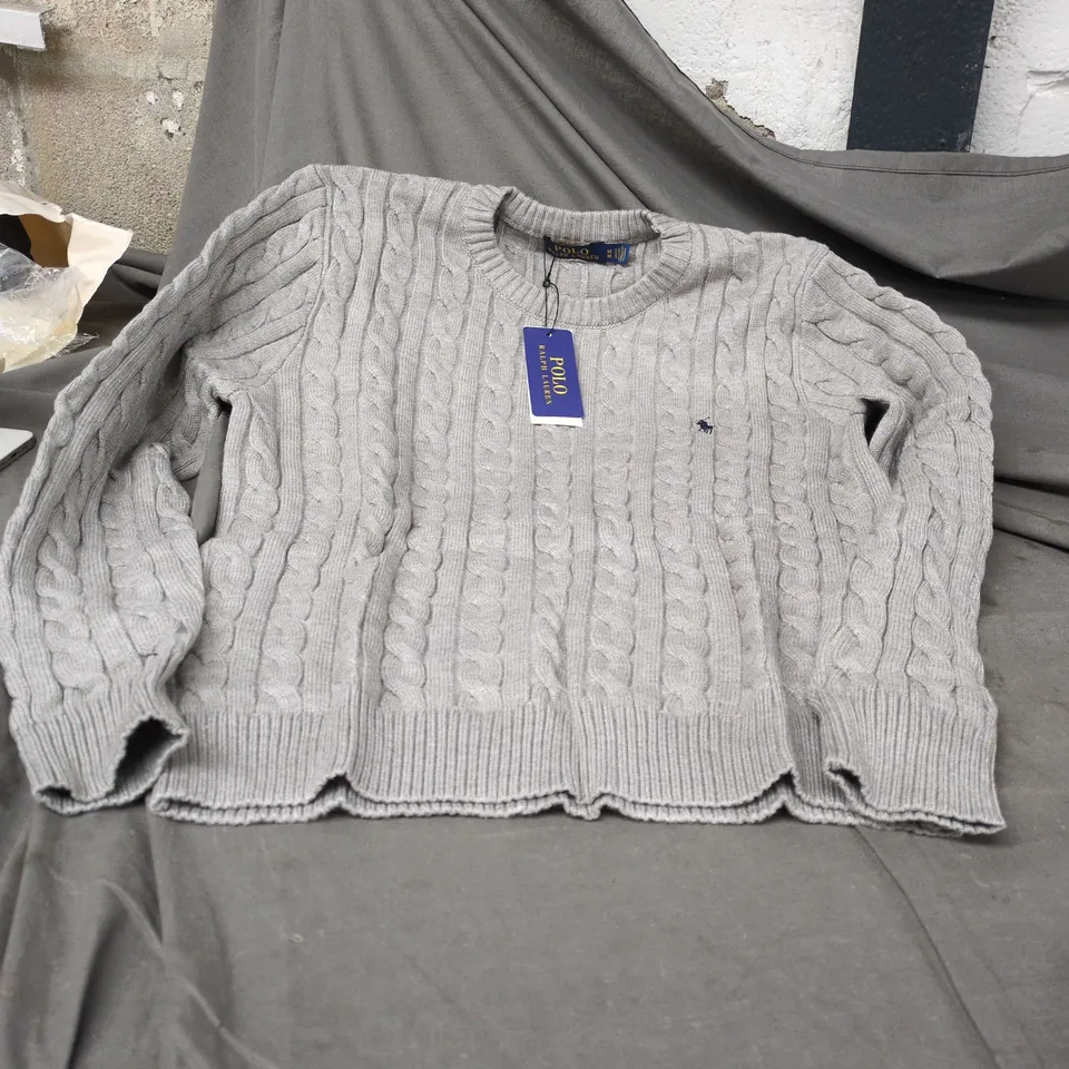 GREY POLO RALPH LAUREN KNITTED SWETSHIRT SIZE M