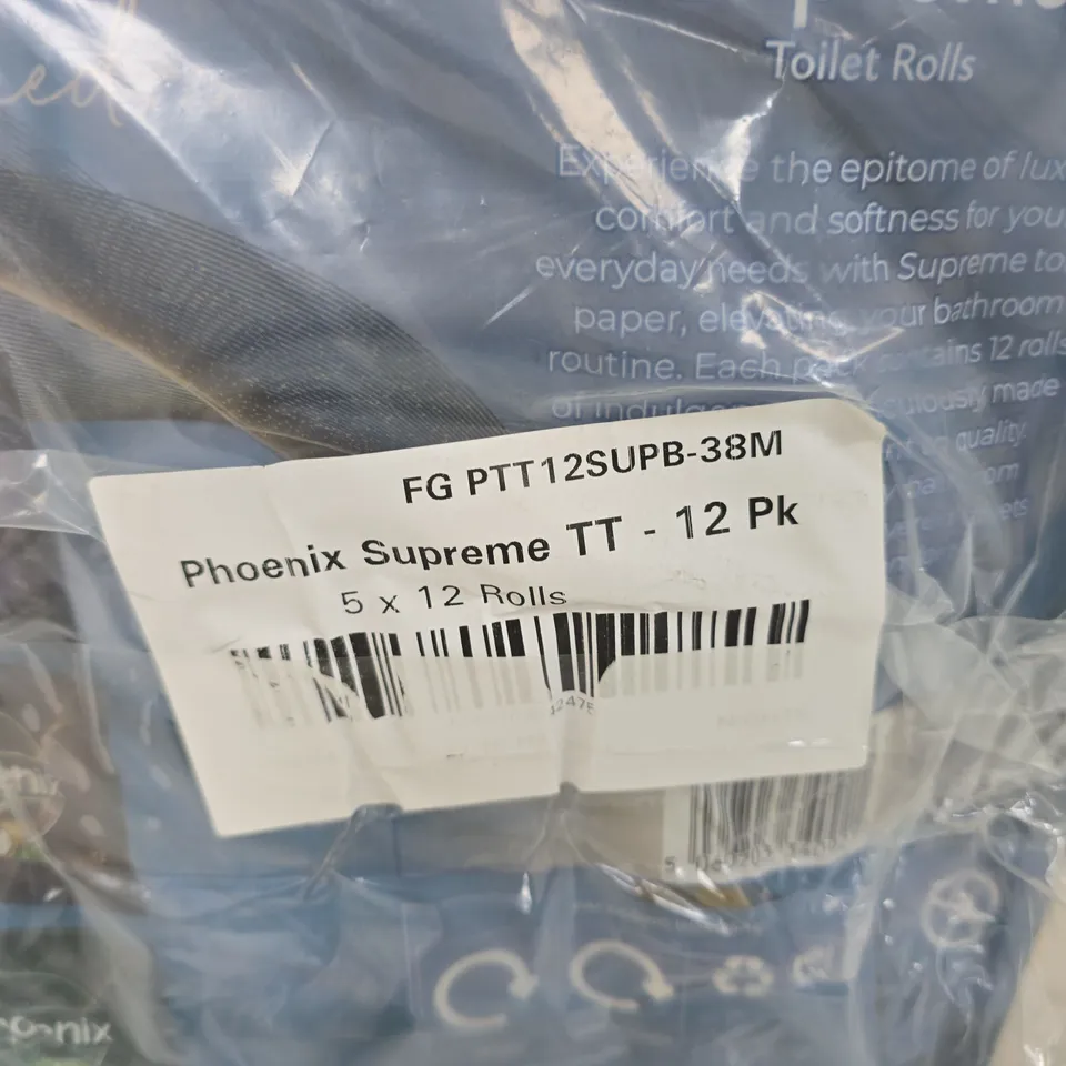 PHOENIX SUPREME TT TOILET ROLLS – 60 PACK (5 X 12) NON-FRAGRANCED