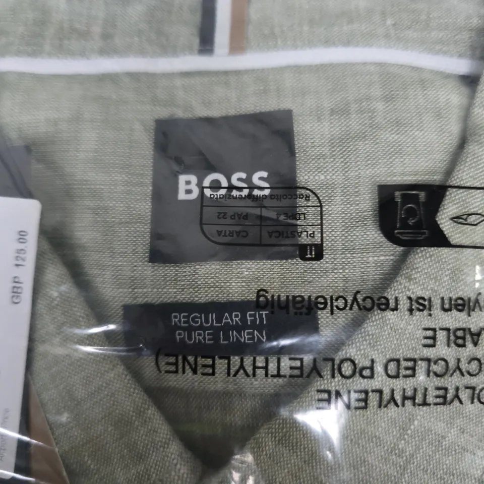 HUGO BOSS REGULAR FIT PURE LINEN SHIRT – GREEN, XXL