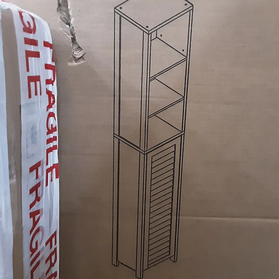 BOXED LOUVRE TALLBOY STORAGE IN GREY 
