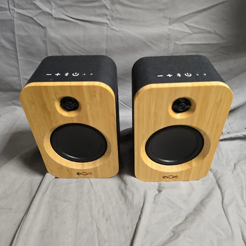 HOUSE OF MARLEY GET TOGETHER DUO BLUETOOTH SPEAKERS (PAIR) – BAMBOO FINISH, BOXED