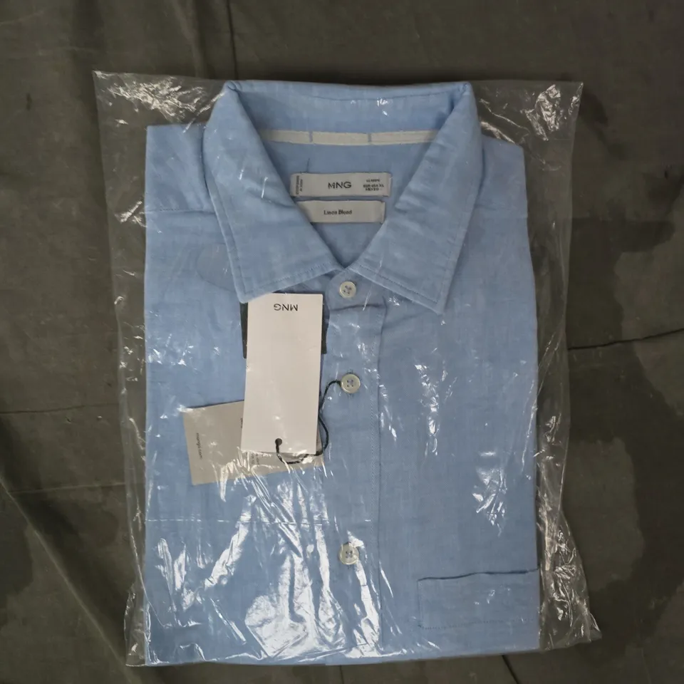 MANGO 250 MENS LINEN BLEND SHIRT IN BLUE SIZE XL
