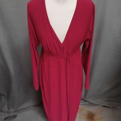 AYM TAYLOR TEA WRAP DRSS IN WINE RED SIZE 2XL