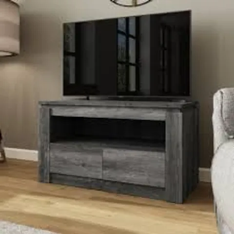 BOXED GFW CANYON CHARCOAL GREY 2 DRAWER SINGLE SHELF TV UNIT (1 BOX)