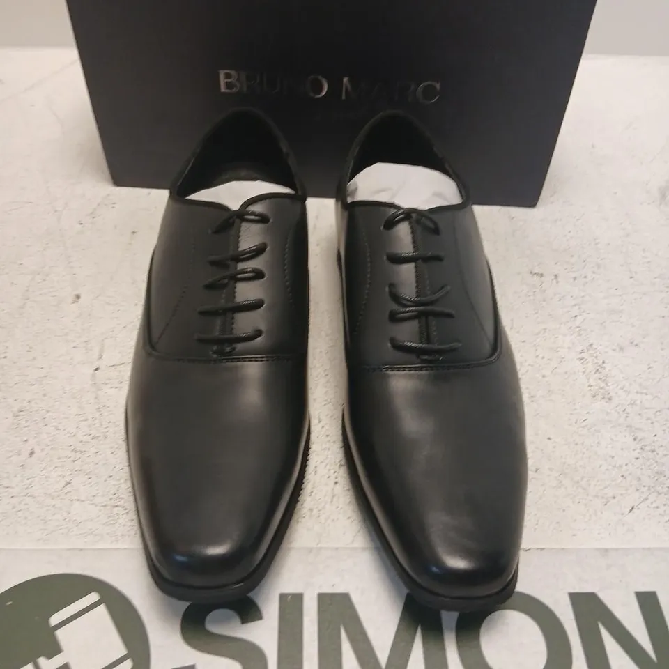 BRUNO MARC BLACK LEATHER OXFORD SHOES – UK 10 (US 11)