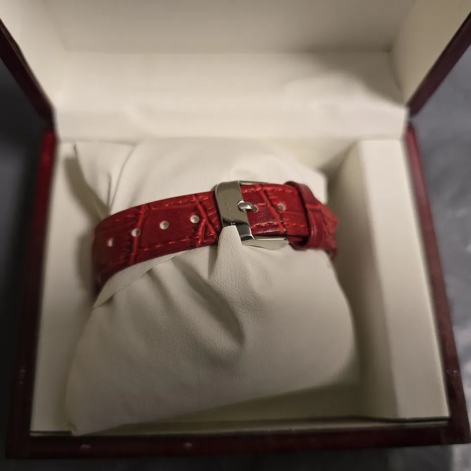 STOCKWELL RECTANGULAR LADIES WATCH WITH RED LEATHER STRAP IN BOX