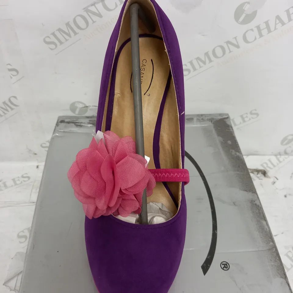 PURPLE FUCHSIA FLOWERED STILLETTO SIZE 6