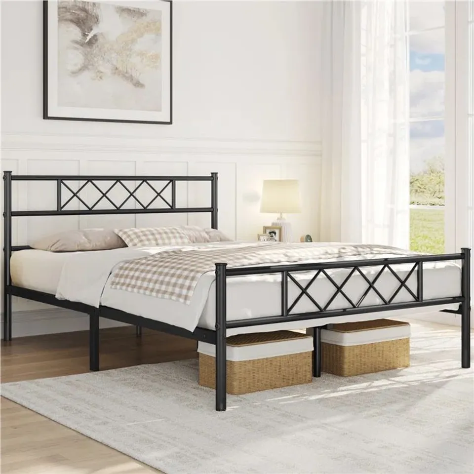 BOXED JOOSUA DOUBLE BED FRAME BLACK (1 BOX)