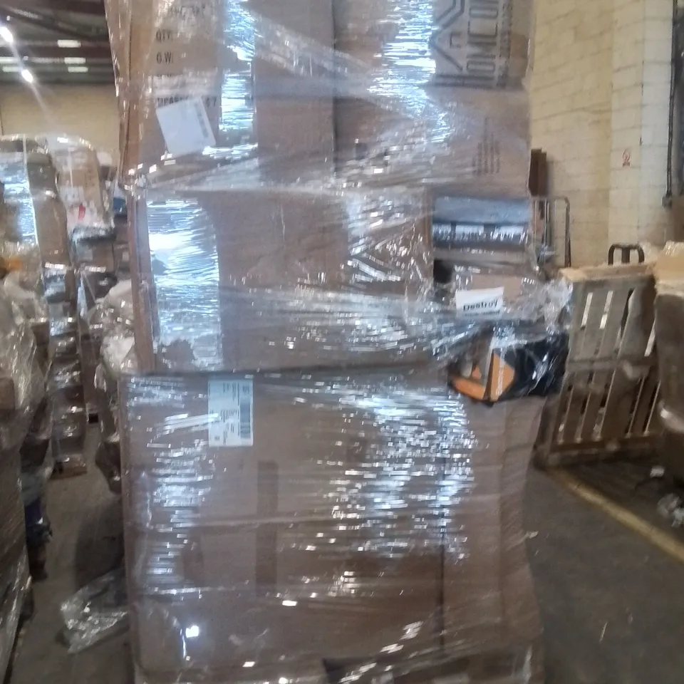 PALLET OF ASSORTED HOUSEHOLD GOODS AND PRODUCTS TO INCLUDE;SOFA,ELECTRIC SPRAY GUN,BOOTS