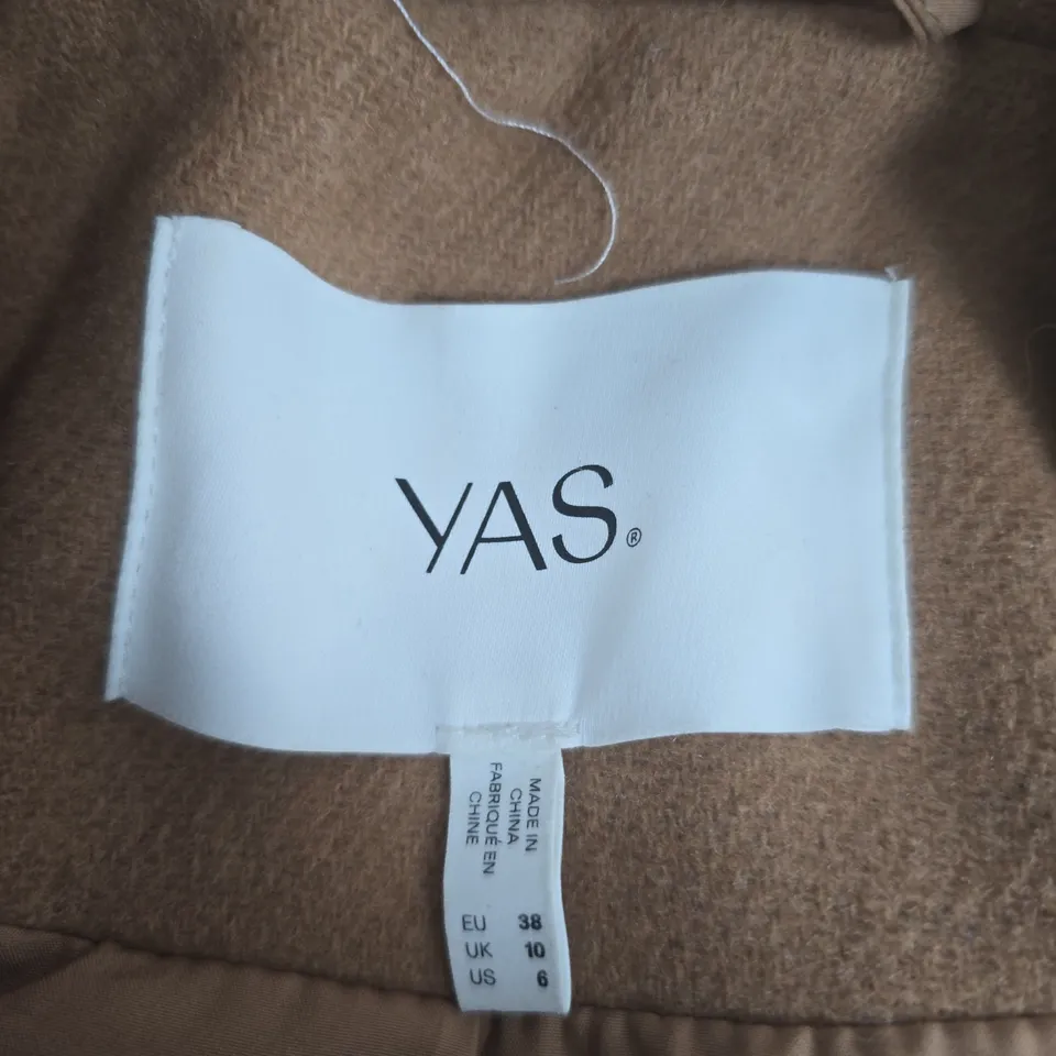 WOMEN’S CAMEL COAT – UK 10 (EU 38) – YAS (MADE IN CHINA)