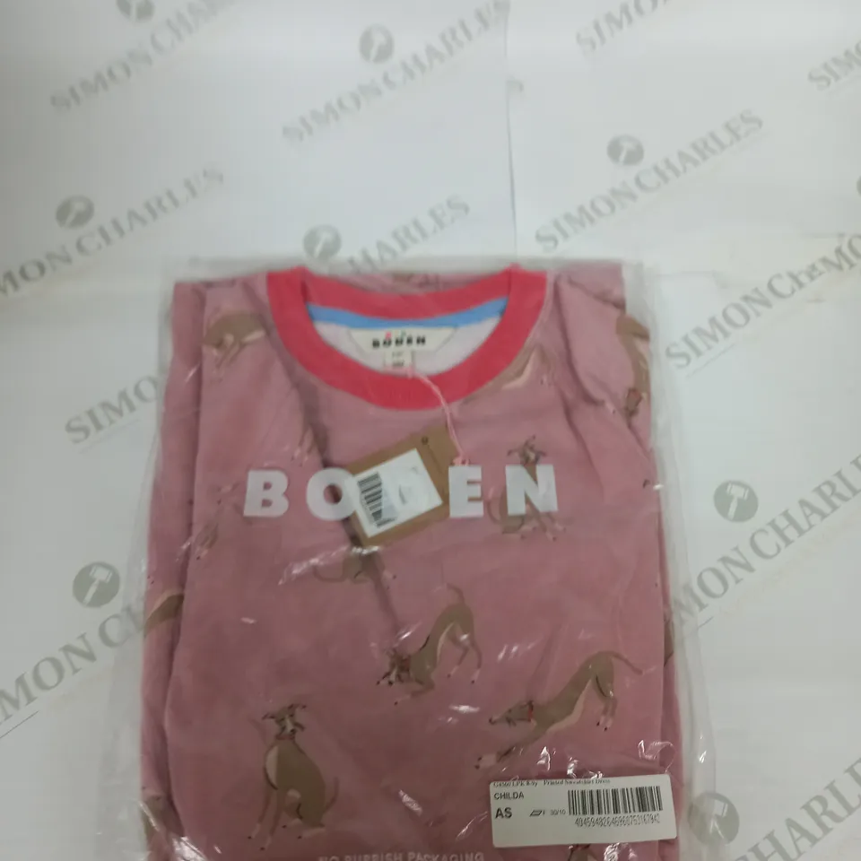 BAGGED BODEN PRINTED SWEATSHIRT DRESS SIZE 8-9 YEARS