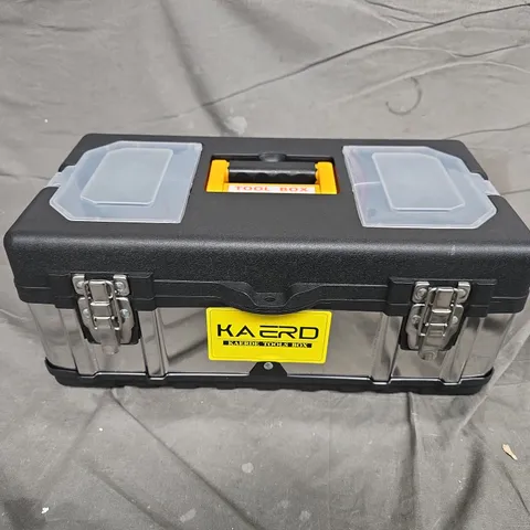 KAERD TOOL BOX – BLACK/GREY PLASTIC WITH TWIN TRANSPARENT LIDS
