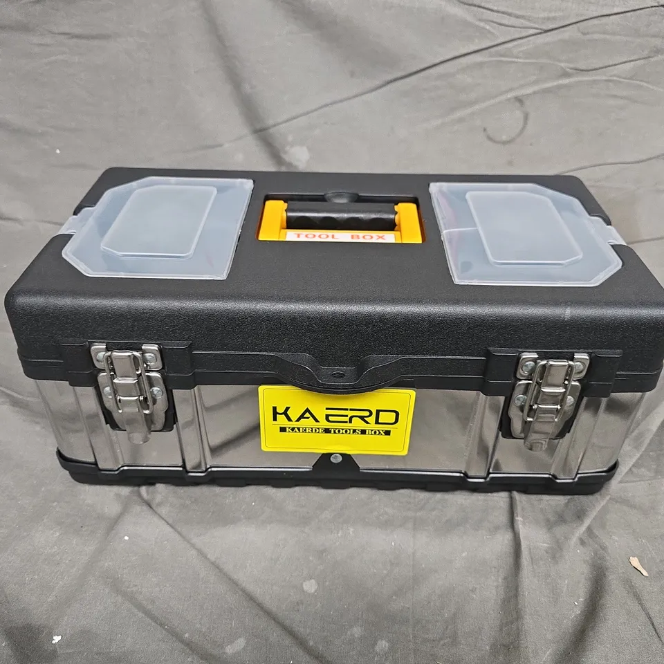 KAERD TOOL BOX – BLACK/GREY PLASTIC WITH TWIN TRANSPARENT LIDS