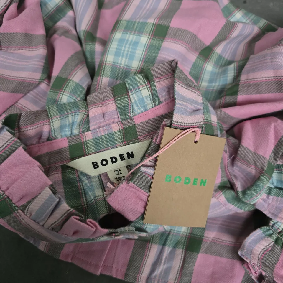 BODEN WOMEN'S PINK PLAID SHIRT – UK 8 (US 4)