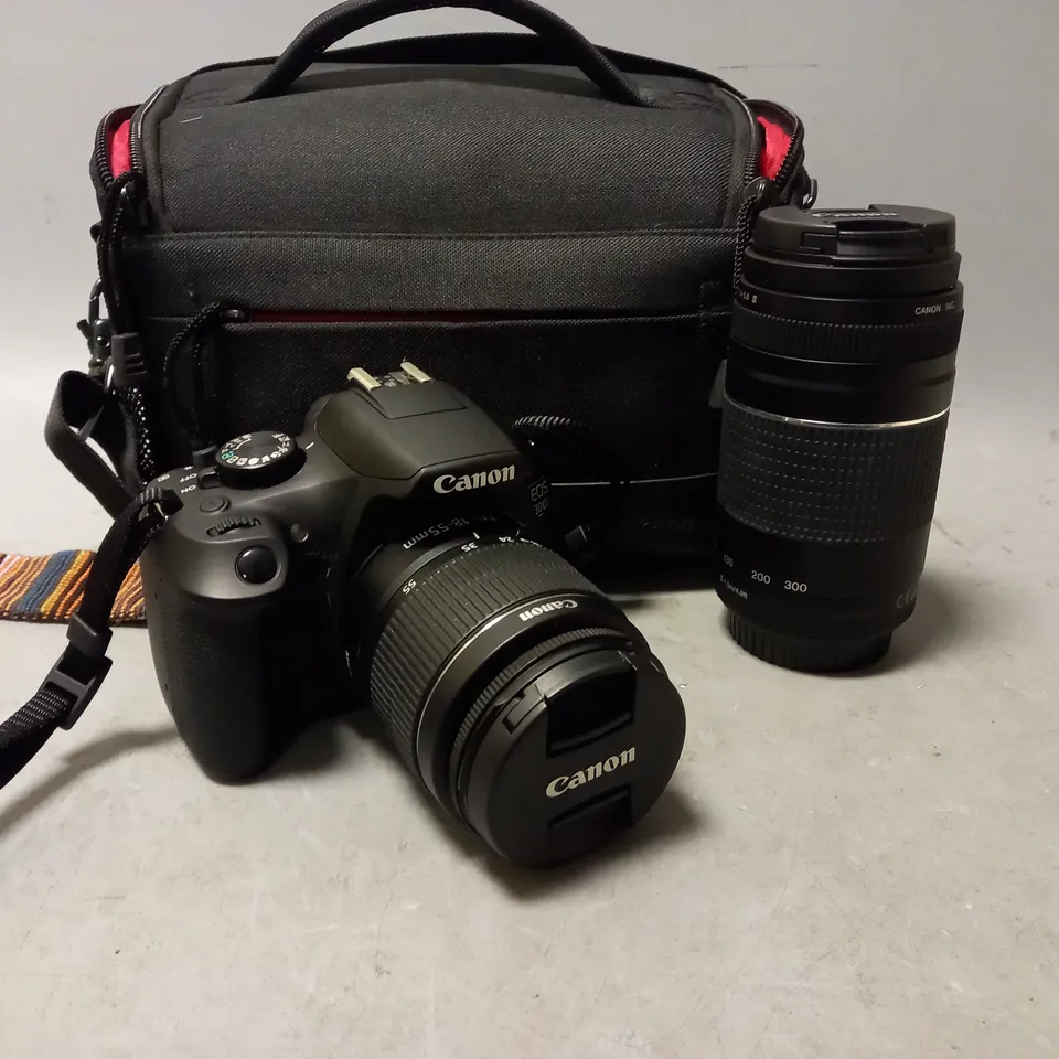 CANON EOS 1300D DIGITAL SLR WITH CANON ZOOM LENS 75-300MM & CARRY CASE