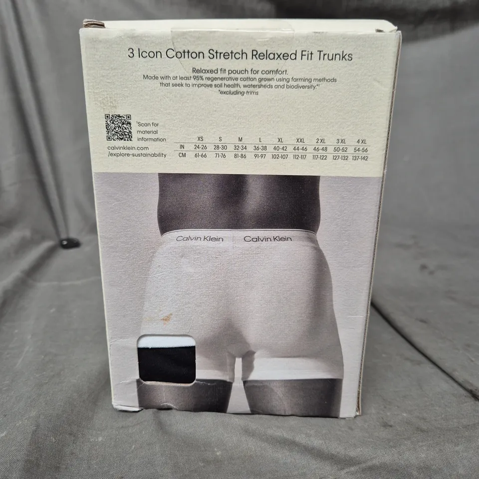 CALVIN KLEIN ICON COTTON STRETCH RELAXED FIT TRUNKS – BOXED, SIZE L