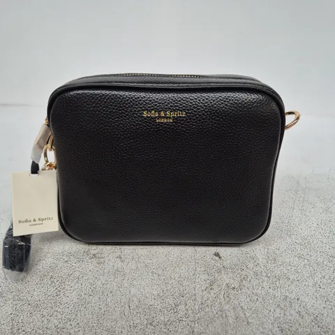 SOFIA & SPRITZ LONDON BLACK LEATHER CROSSBODY BAG