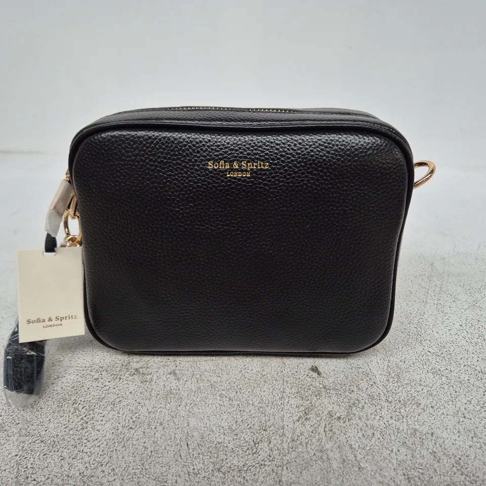 SOFIA & SPRITZ LONDON BLACK LEATHER CROSSBODY BAG