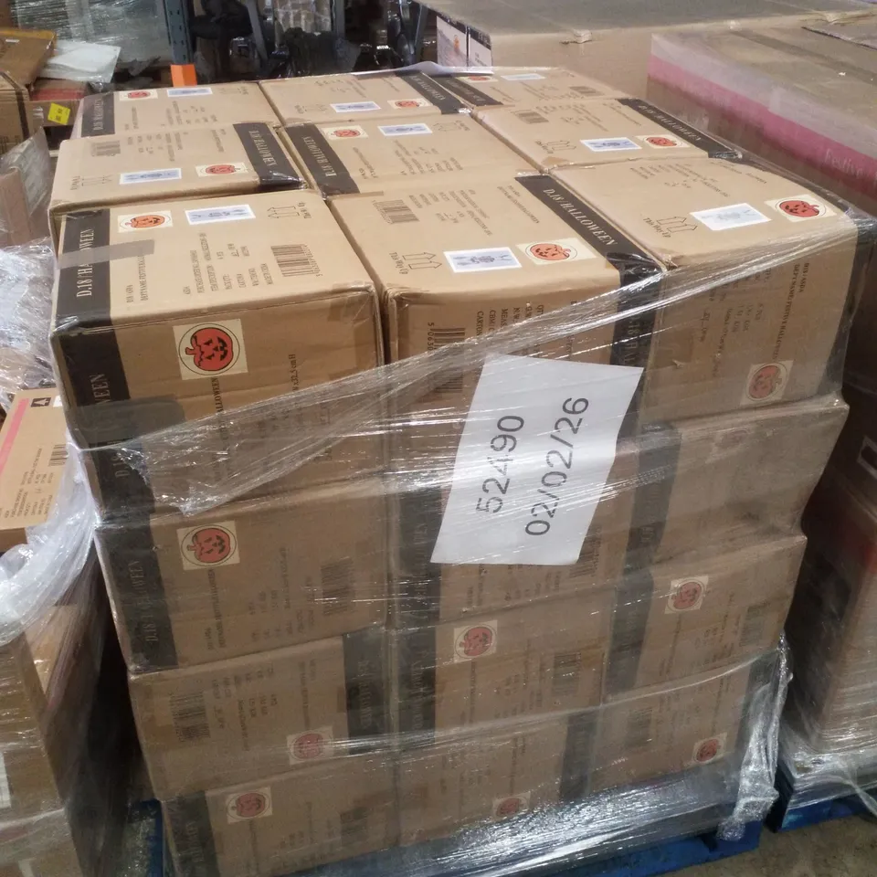 PALLET CONTAINING APPROXIMATELY 36 BOXES OF 6 BRAND NEW HALLOWEEN DOG SKELETON DECORATIONS