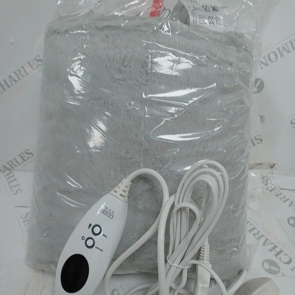 COZEE HOME HEATED BLANKET IN LIGHT GREY