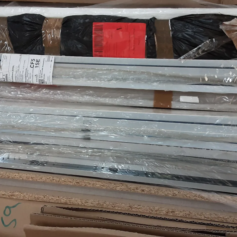 WRAPPED 3 DOOR SLIDING WARDROBE  IN GREY , INCOMPLETE,  ONLY 9 OUT OF 10 PARTS