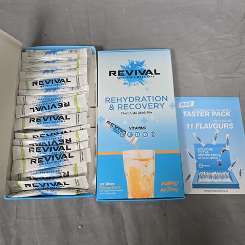 LOT OF 2 REVIVAL 30-STICK ELECTROLYTE DRINK MIX PACKS - ORANGE & WATERMELON