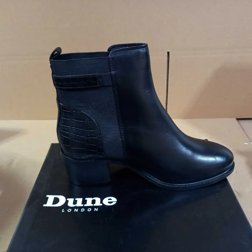 DUNE POETIC BLOCK HEEL BUCKLE ANKLE BOOTS - BLACK - UK 7