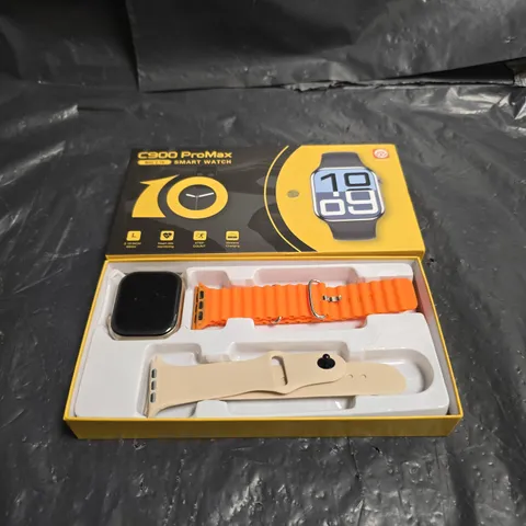 C900 PROMAX SMART WATCH WITH ORANGE & BEIGE BANDS – SPACE ALUMINUM CASE