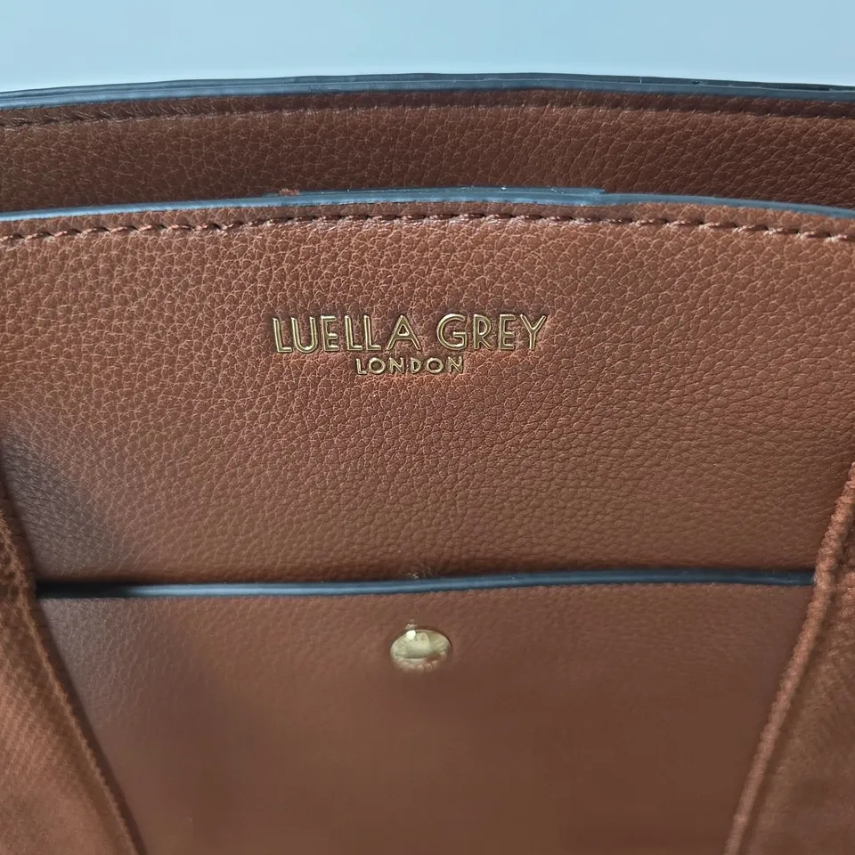 LUELLA GREY LONDON LEATHER TOTE BAG – BROWN WITH TASSEL CHARM