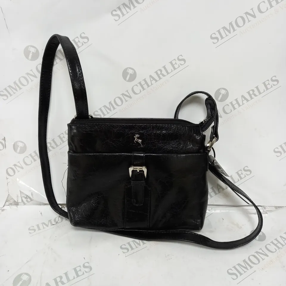ASHWOOD MEDIUM STELLA BUCKLE POCKET LEATHER CROSSBODY - BLACK