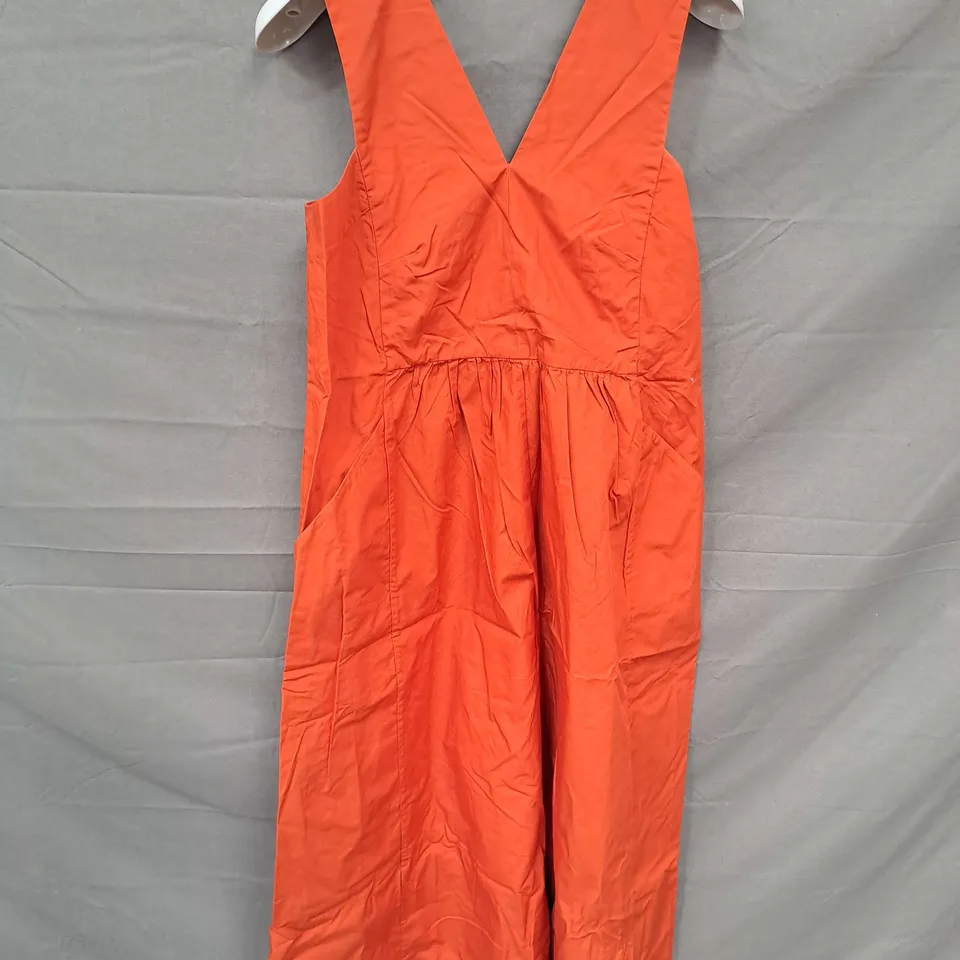 TOAST VNECK COTTON POPLIN JUMPSUIT IN MANGO SIZE S