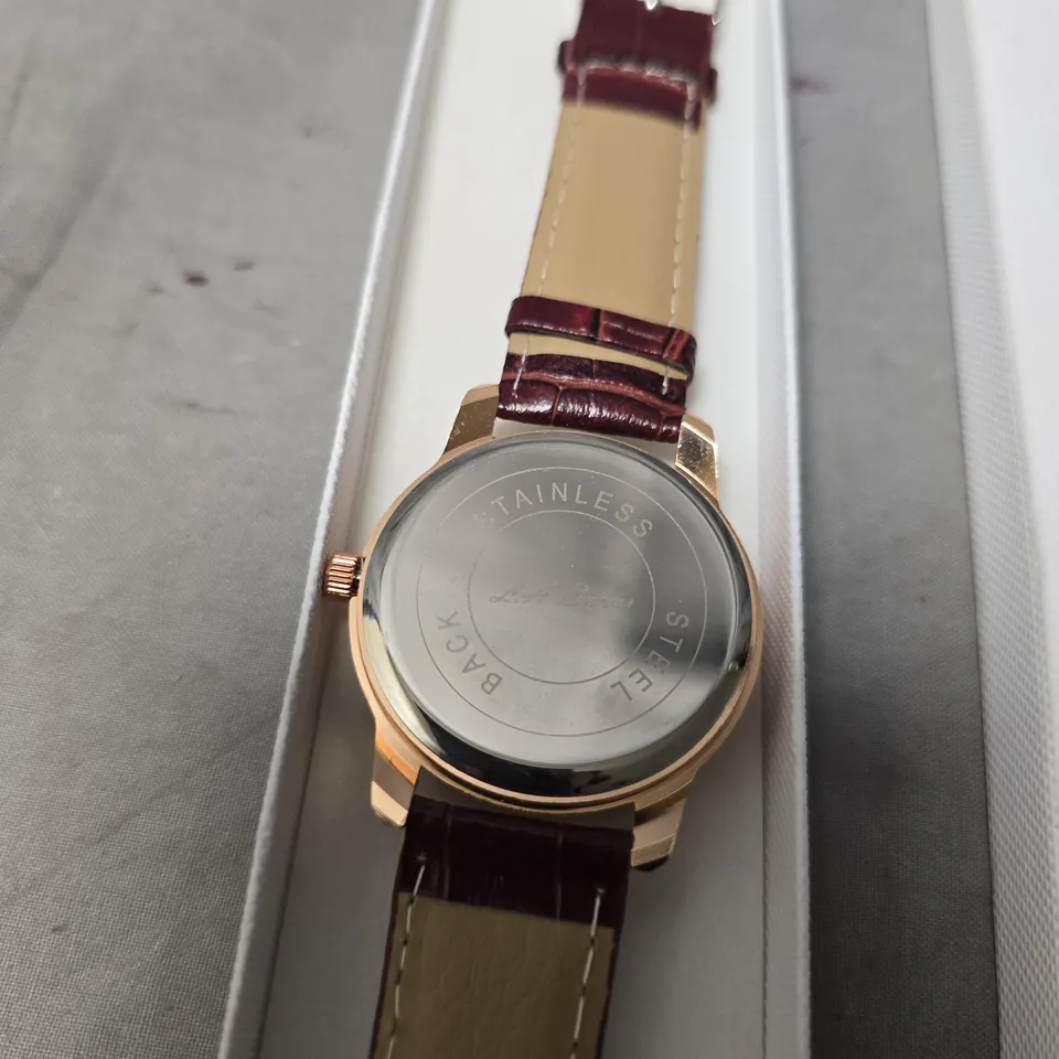 MENS LA BANUS WATCH WITH BURGUNDY LEATHER STRAP & ROSE GOLD CASE