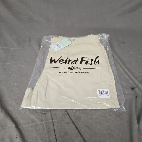 WEIRD FISH ANYAR 3 QTR RIPSTOP TROUSERS IN OYSTER SIZE 16