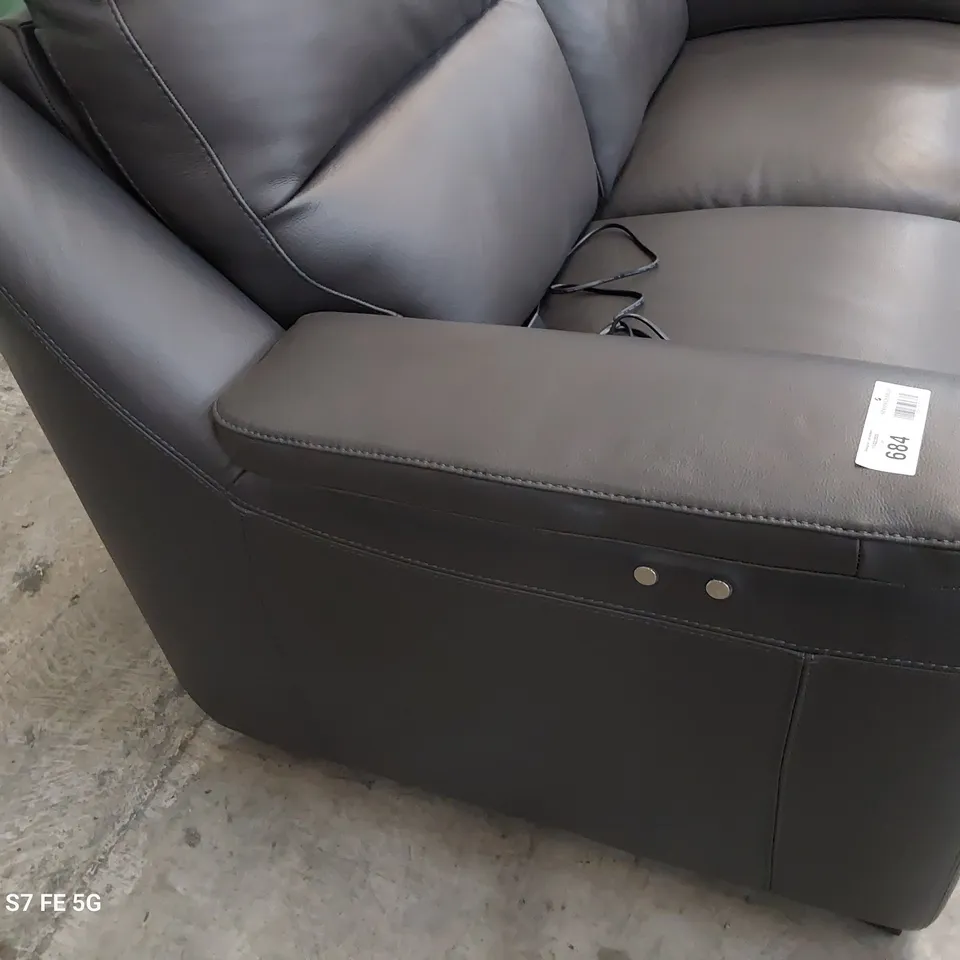 QUALITY ITALIAN DESIGNER POWER RECLINING PARMA TWO SEATER SOFA CHARCOAL LEATHER 