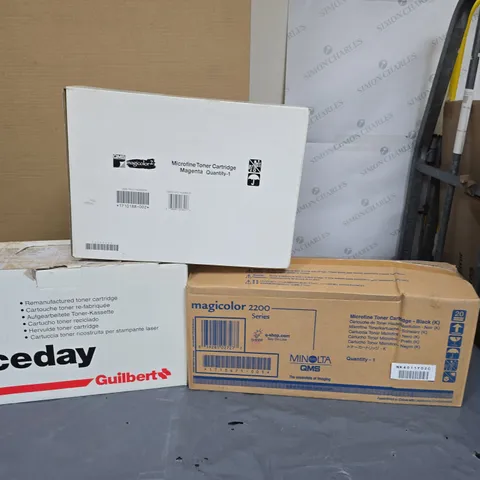 BOX OF APPROXIMATELY 9 ASSORTED PRINTER TONER CARTRIDGES TO INCLUDE NICEDAY AND MAGICOLOR