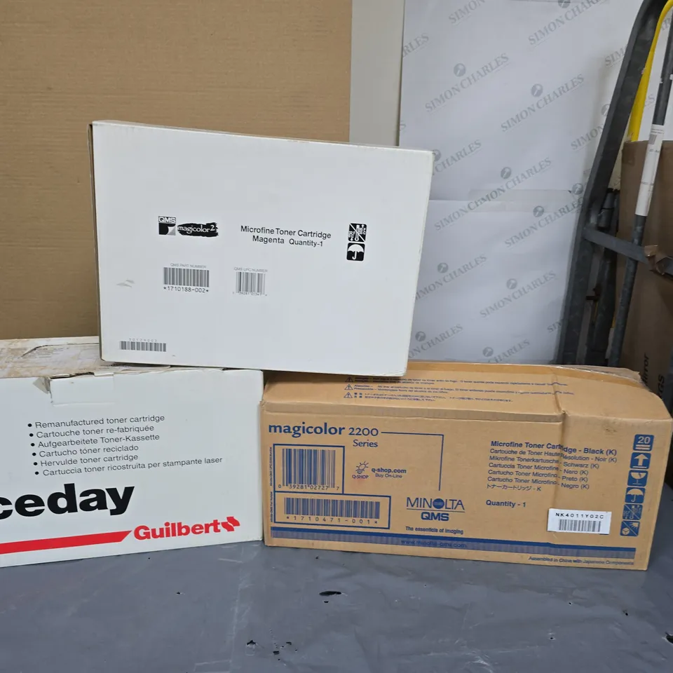 BOX OF APPROXIMATELY 9 ASSORTED PRINTER TONER CARTRIDGES TO INCLUDE NICEDAY AND MAGICOLOR