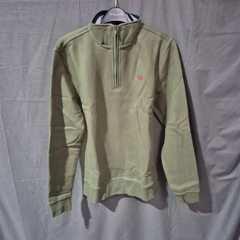 Crew Clothing Company Olive Green Half-Zip Jacket, Men's, Size S