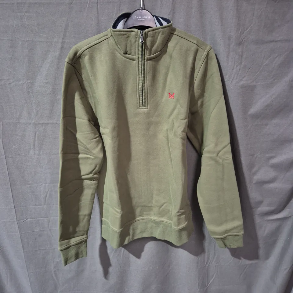Crew Clothing Company Olive Green Half-Zip Jacket, Men's, Size S