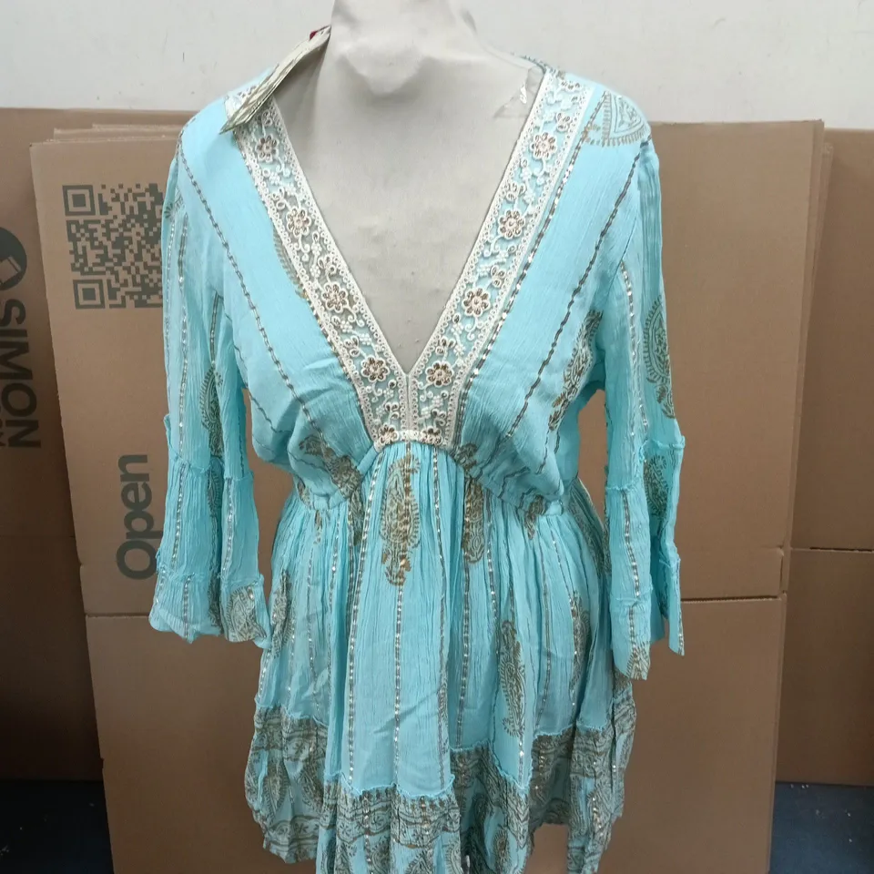 JOE BROWNS WOMEN'S TURQUOISE EMBROIDERED TUNIC DRESS - UK SIZE 12