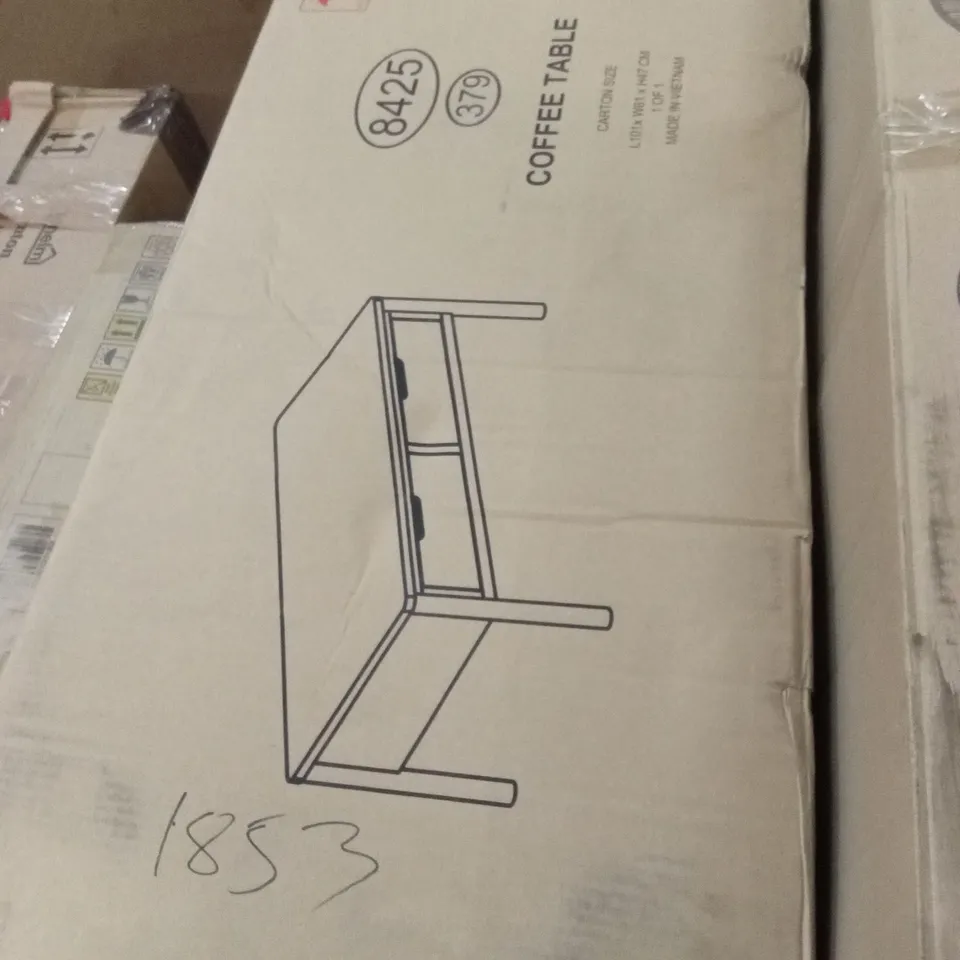 BOXED COFFEE TABLE WITH DRAWERS (1 BOX)