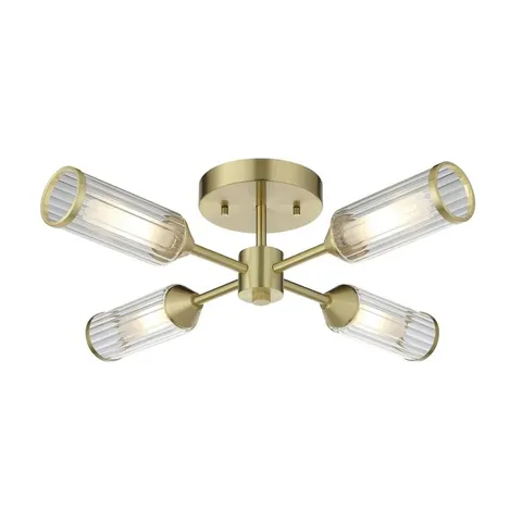 BOXED 106946 SEMI FLUSH CEILING 4 LIGHT SATIN BRASS PLATE WITH CLEAR AND FROSTED GLASS